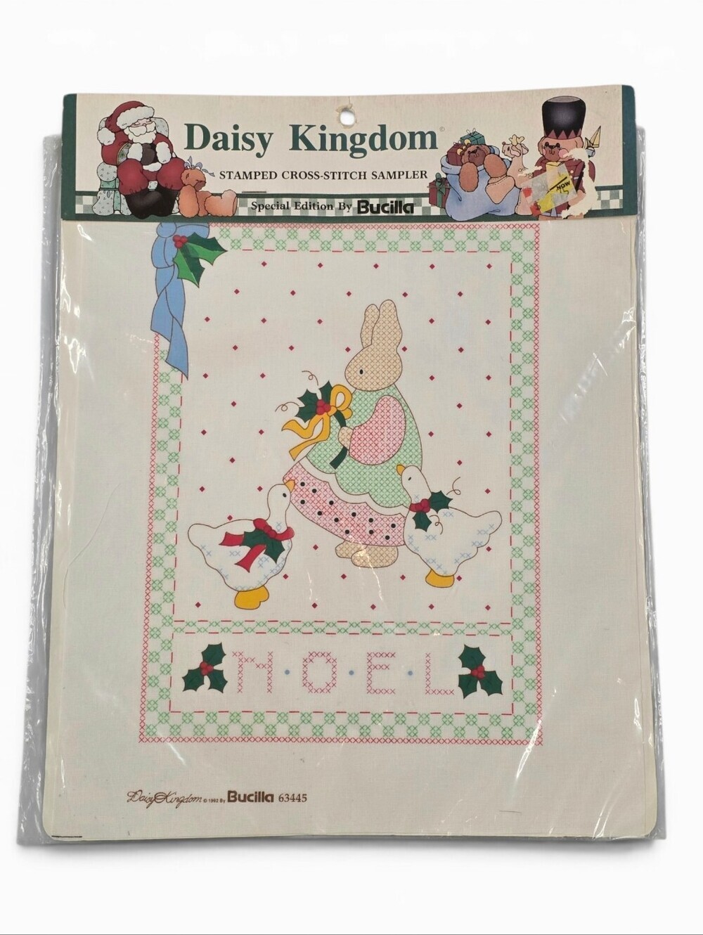 Bucilla Daisy Kingdom Noel Christmas Stamped Cross Stitch Sampler Vintage 1992